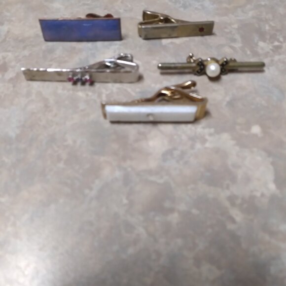 Tie Clasps Vintage Lot of 5 (1 stamped G.F.) - Picture 2 of 7
